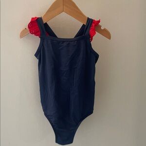 Navy Blue Swimsuit with Red Ruffle Straps TBBC NWT size 4T